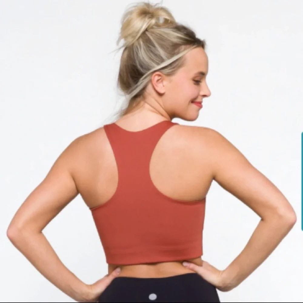 NWT Girlfriend Collective Paloma Racerback bra size medium color burnt orange - Picture 2 of 7